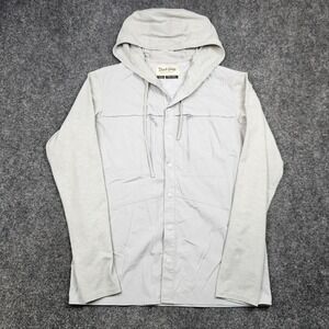 Duck Camp Hybrid Guide Hoodie Mens Medium Gray Snap Front Outdoor Fishing Shirt
